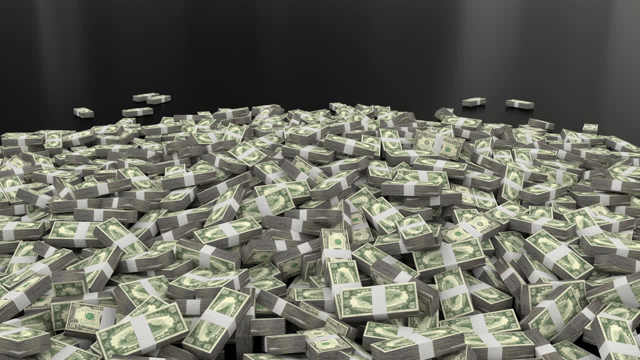 el dinero se acumula paquetes de dólares cayendo ganancias financieras de los ee.uu. impuesto de moneda estadounidense