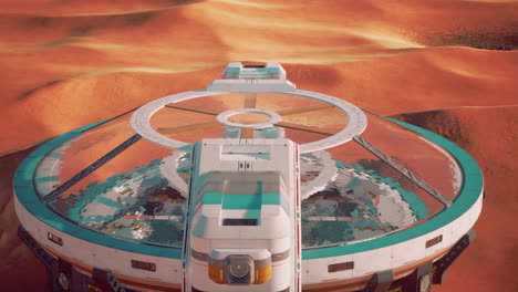 estación espacial futurista en un paisaje marciano