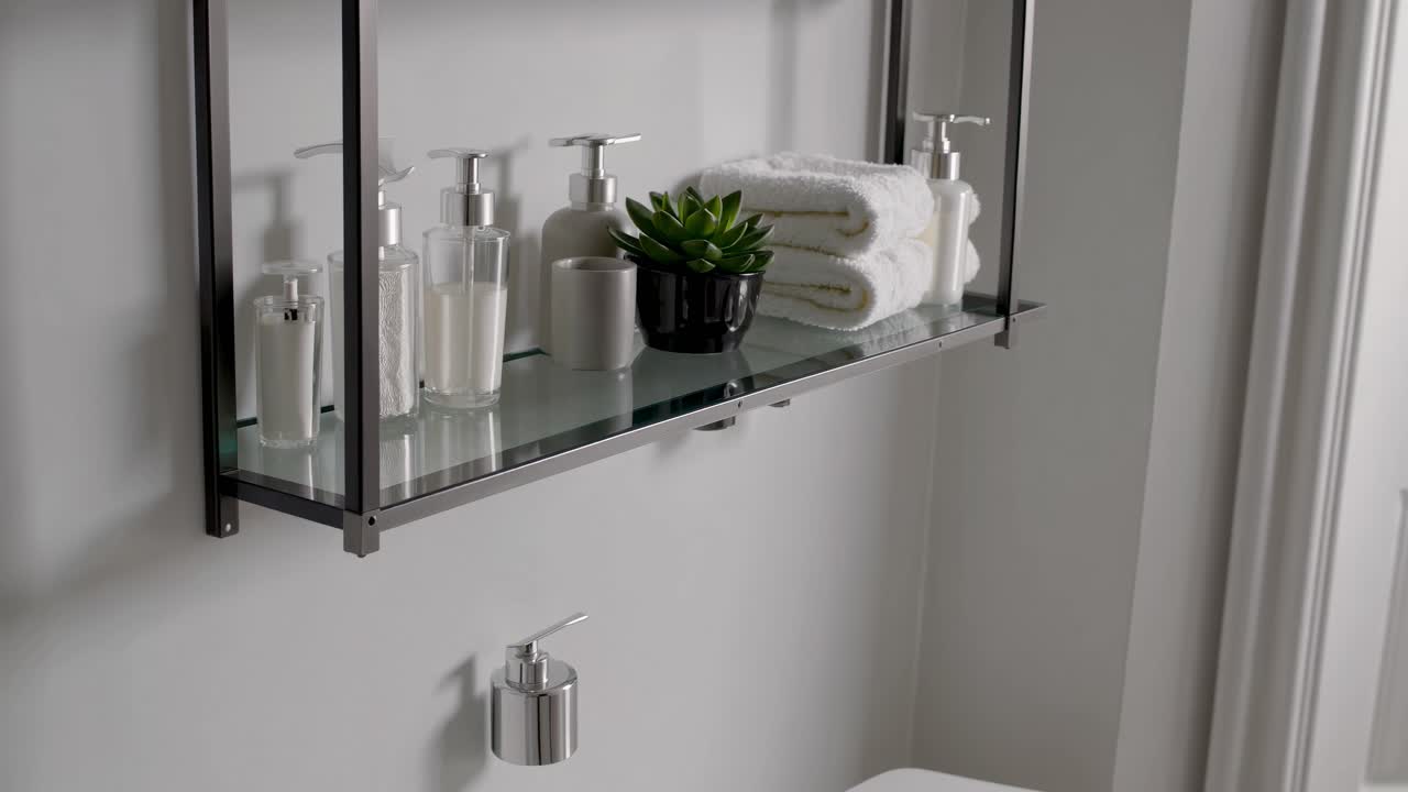 Modern Bathroom Wall Shelf with Accessories