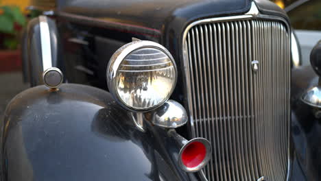 close-up of a vintage 1930s car's front