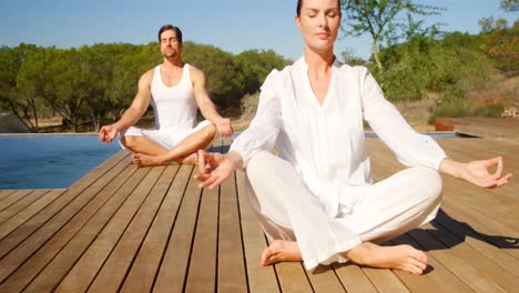 couple doing meditation at safari vacation 4k