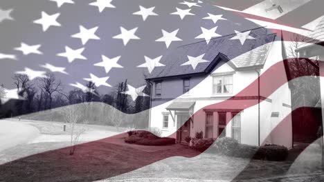 American-flag-with-country-side-house