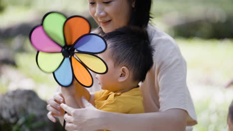 woman and little child on a picnic