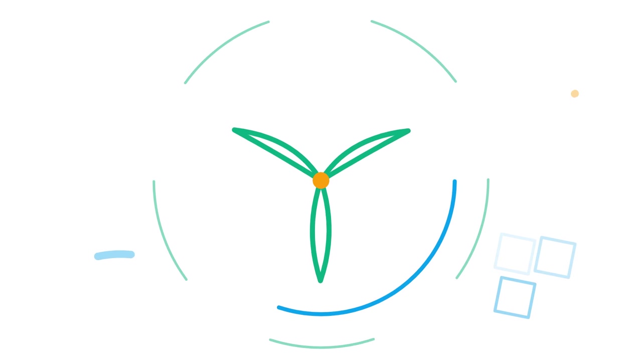 Animated Wind Turbine Icon Rotating on White Background