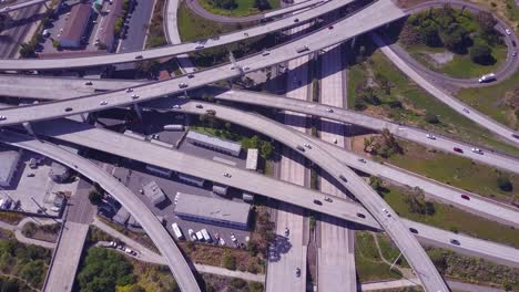 an excellent aerial over a vast freeway interchange near los angeles california 2