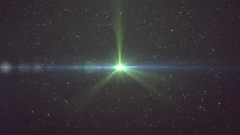 green star light glowing in the night sky