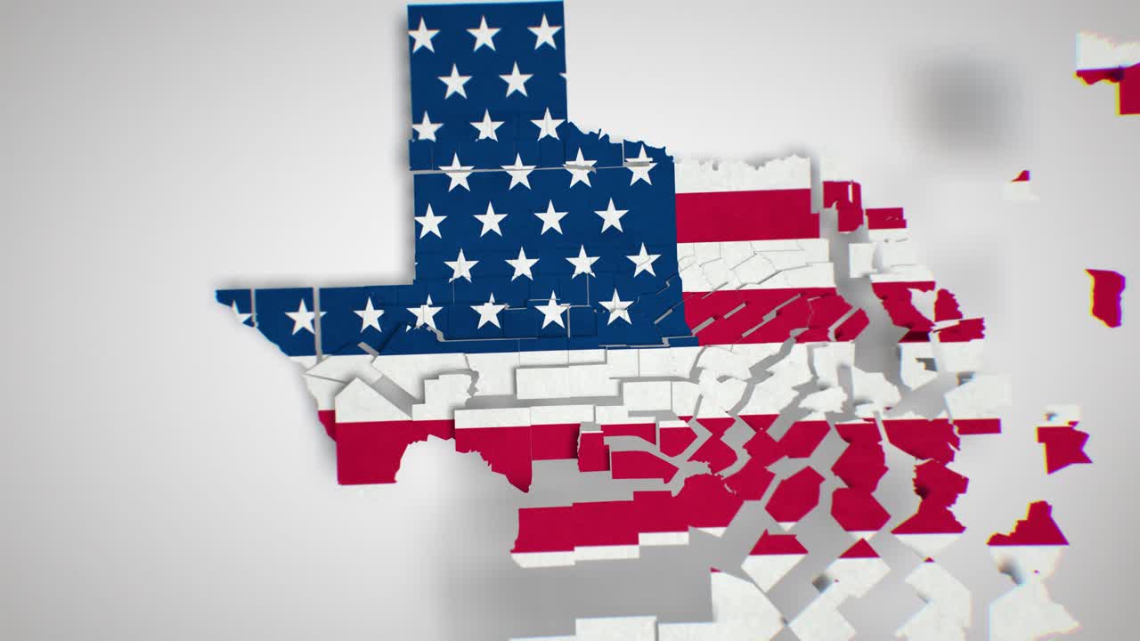 Motion Graphics Animated Map of Texas Forming - USA Flag
