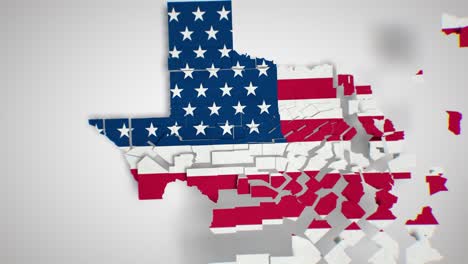 motion graphics animated map of texas forming - usa flag