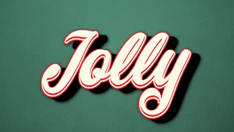 animation of jolly christmas text over green background