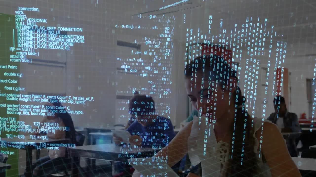 Data processing against female student using digital tablet in class