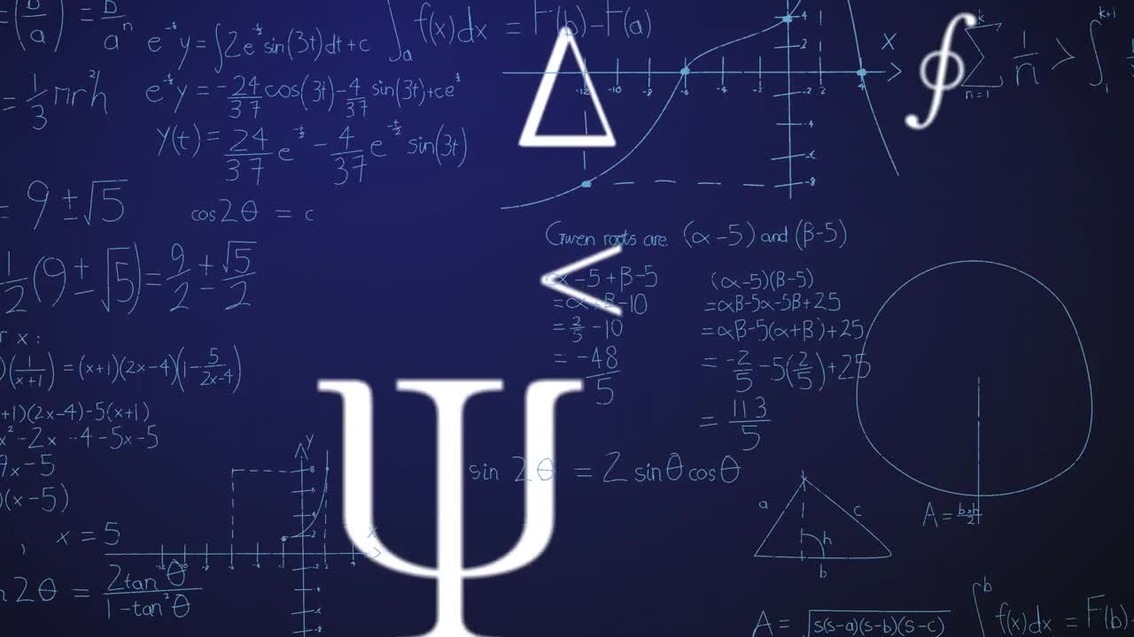 해군 배경에 수학 공식의 애니메이션