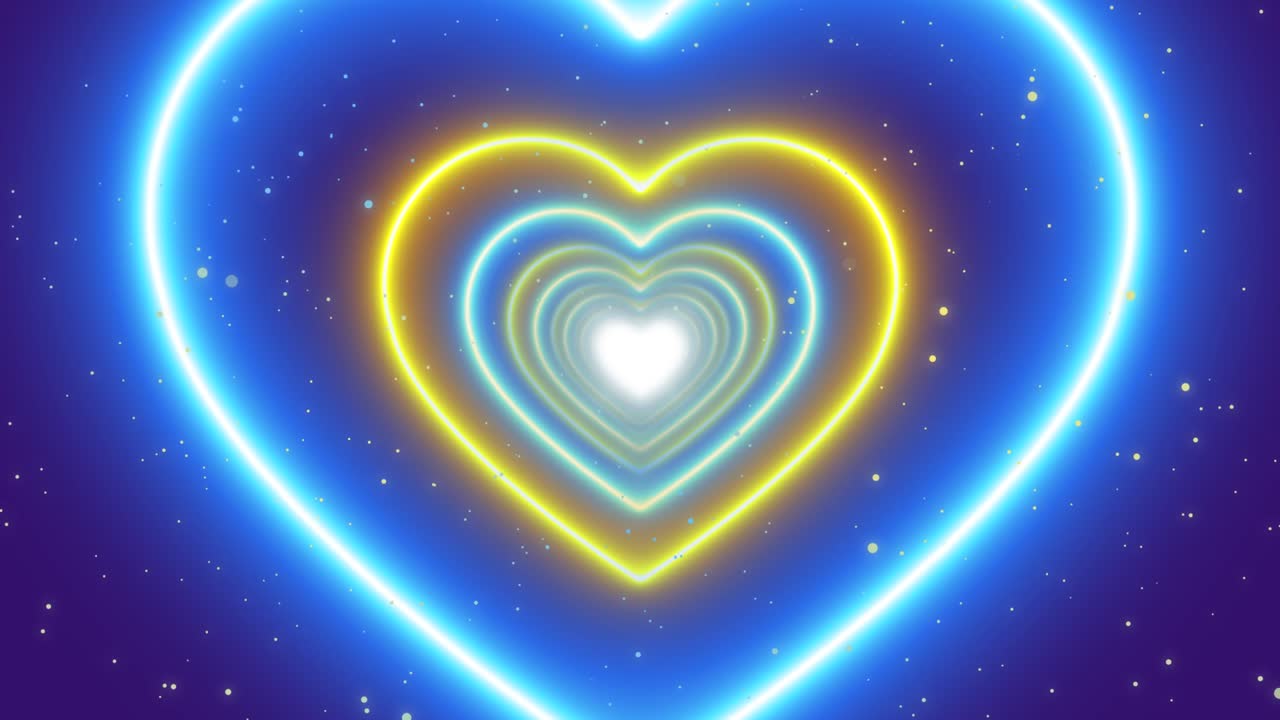 우크라이나 발, 네온 조명, 사랑의 심장, 터널, 추상적인 빛, 입자, 4k, 움직이는 벽지 배경