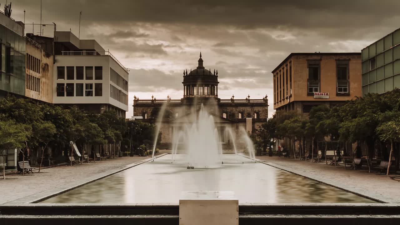 Sunrise in Guadalajara, Mexico. World Heritage building Hospicio Cabanas
