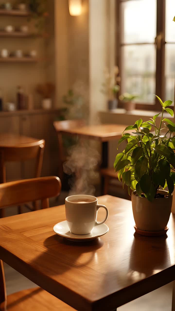 Interno di caffè estetico con atmosfera accogliente 4K