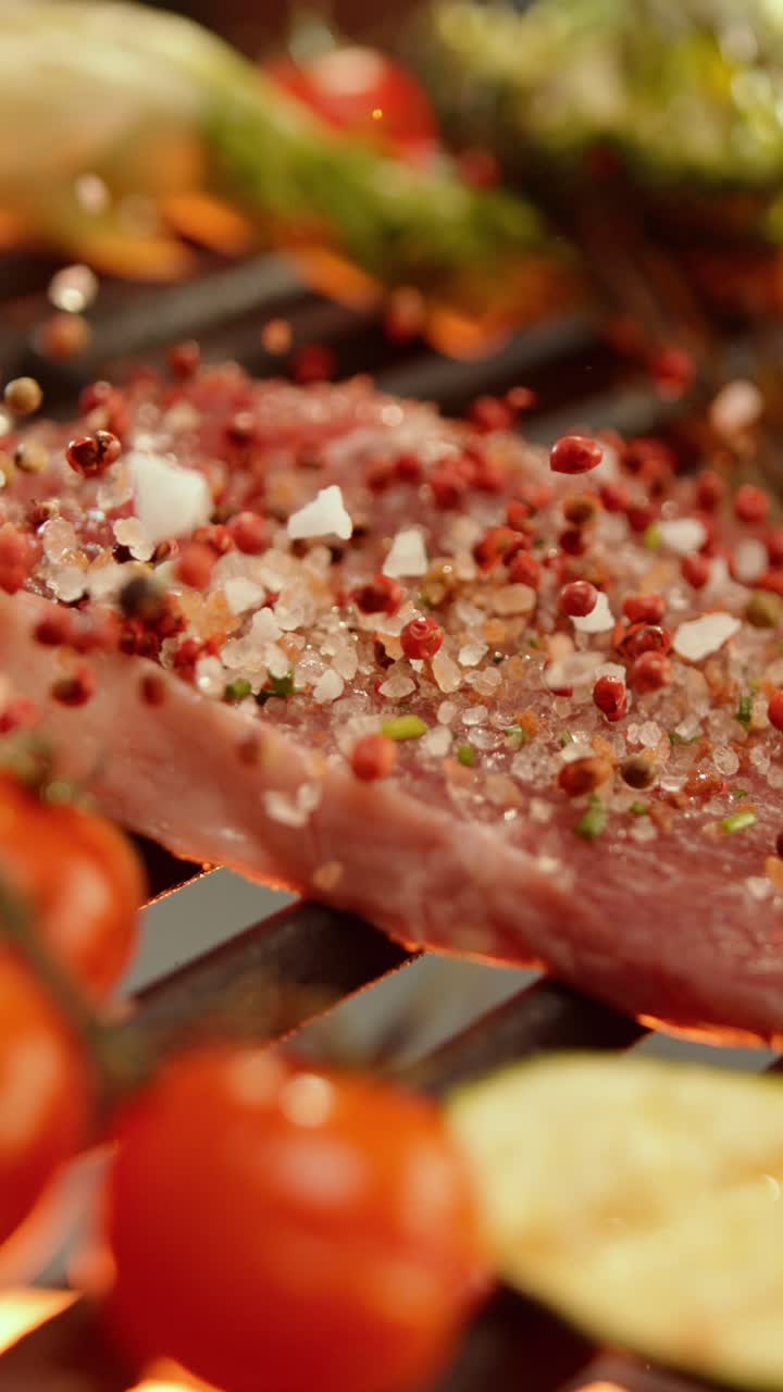Steak and vegetables on the grill