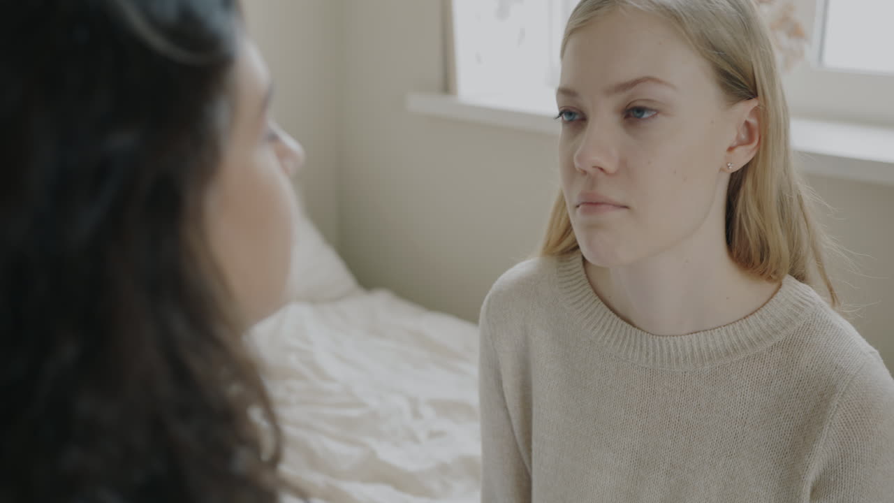 Two young women having a conversation