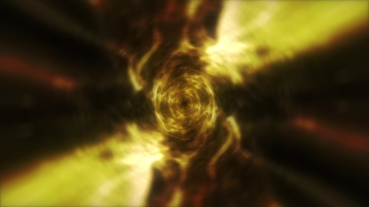 абстрактное свечение золото энергия облако гиперпространственный туннель червоточина фон. космические путешествия через червоточину временный туннель. 4k 3d бесшовный цикл. бесконечная кибертехнология вихрь спиральная струя vj цикл анимация.