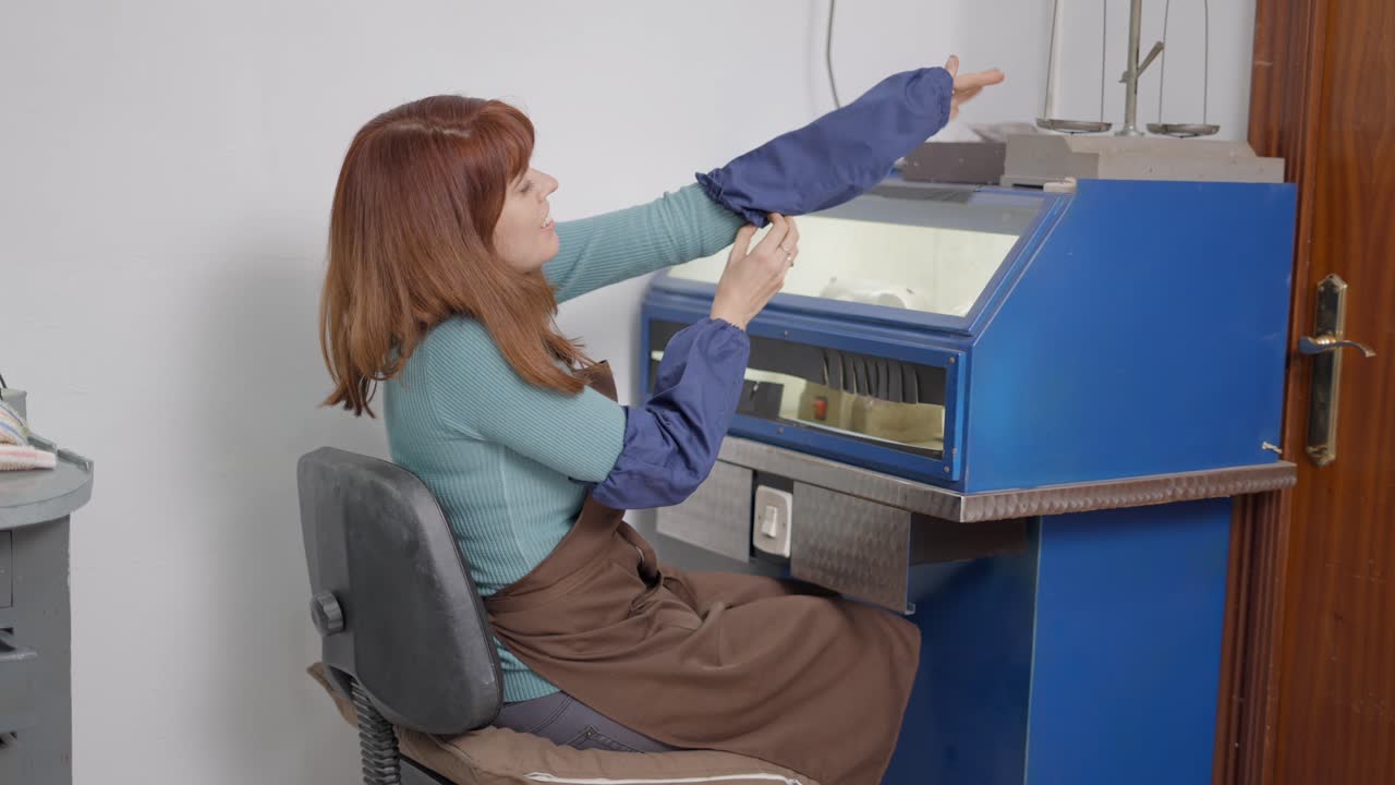 Jeweler working on jewelry