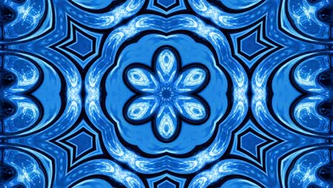 abstract symmetric background with star symmetry. mandala with waves. looped abstract blue liquid background with wavy sparkling pattern, shiny glossy surface. kaleidoscope effect