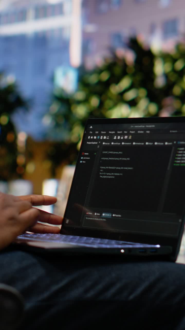 Vertical Video Confident adult reviews binary code script for his programming remote work