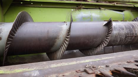 auger and cutter of combine harvester in the field