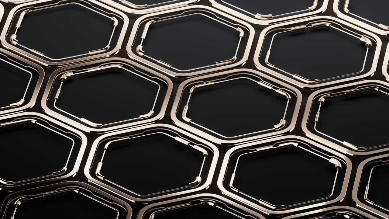 Metallic hexagon structure pattern background, 3d rendering