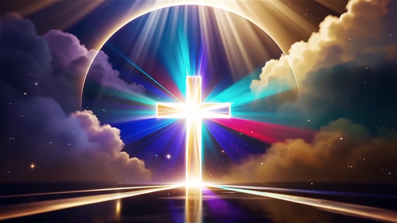 Christian Cross Heavenly Light Worship Background