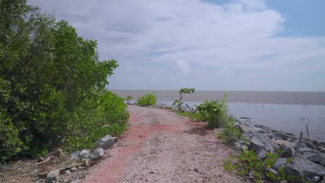 dirt path in front of the blue sea