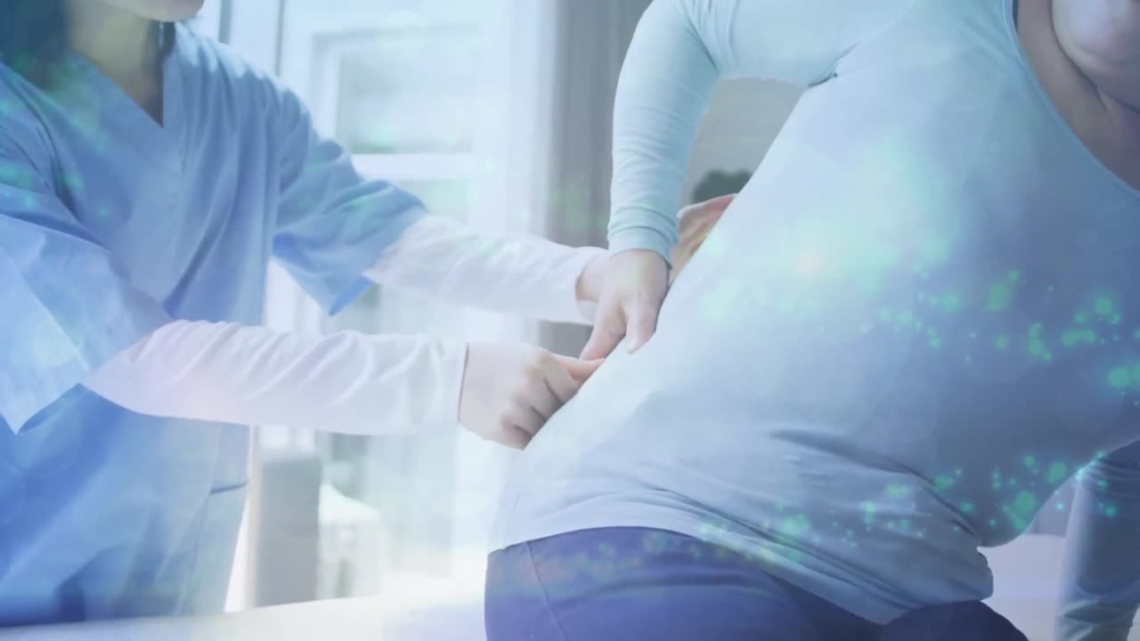 다양한 의사와 환자에 대한 빛의 점의 애니메이션