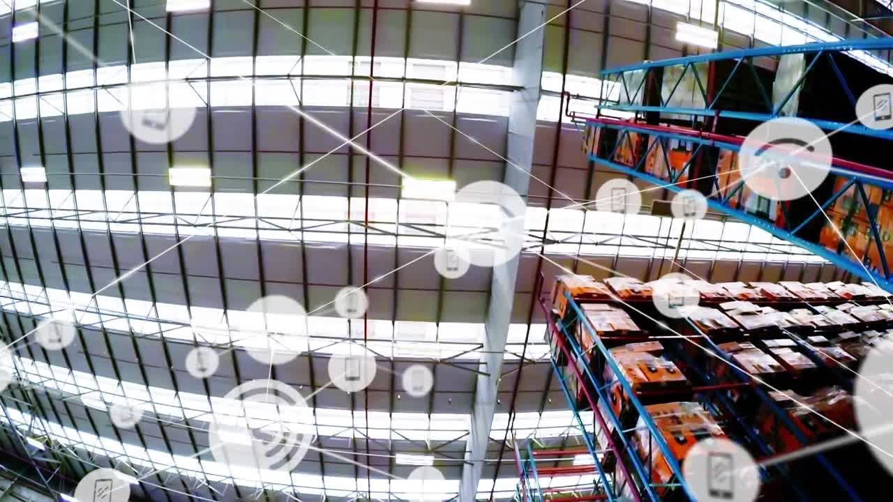 창고에 대한 아이콘으로 연결 네트워크의 애니메이션