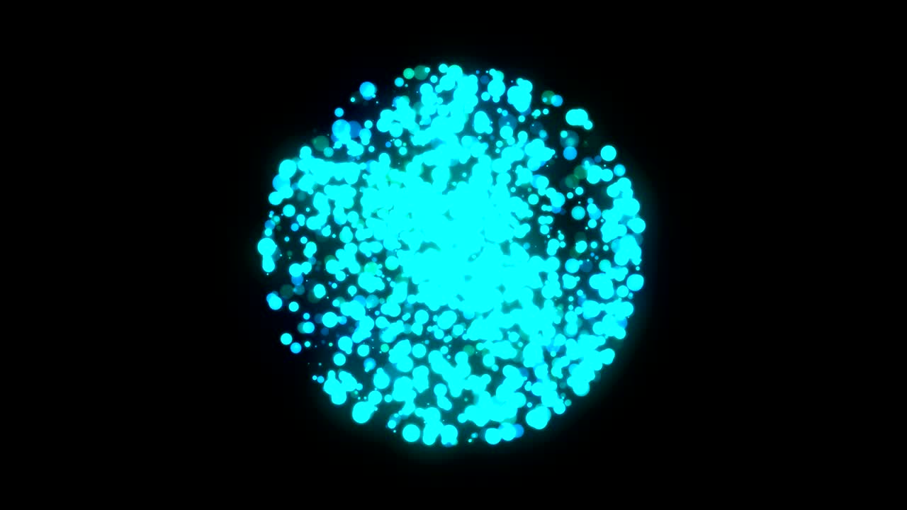 esfera colorida con muchas partículas en negro, fondo abstracto generado por computadora, renderizado en 3d