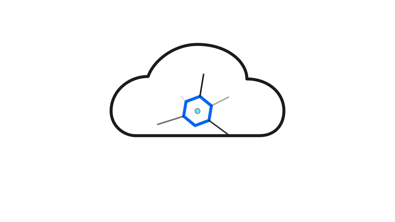 Animated Cloud Icon Drawing with Connected Network Nodes