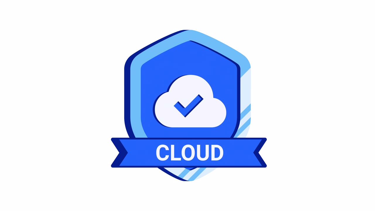 Icona scudo di sicurezza cloud animata in 3D con spunta