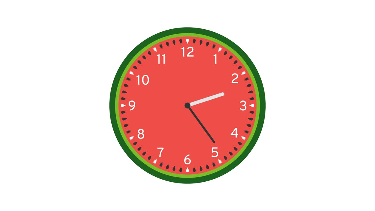 Animazione in loop di orologio a muro con tema anguria