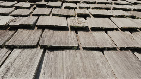 wooden roof of an old american house made of wooden tiles