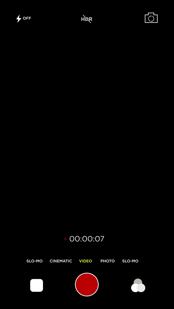 Mobile Phone Camera App Interface with Black Screen