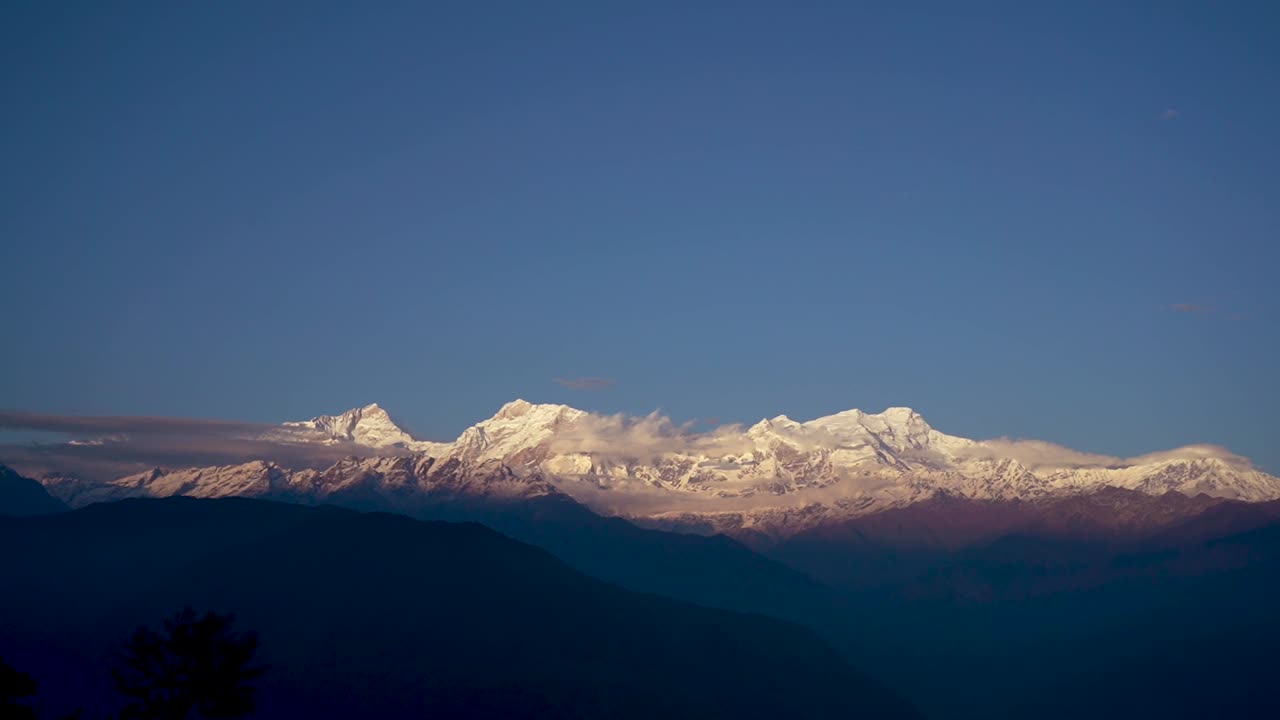 Landscape view of snow covered mountain in Lamjung, Nepal.