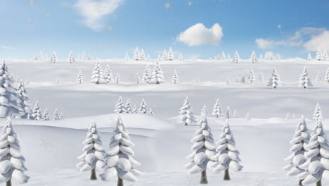 animation of snow falling over winter landscape