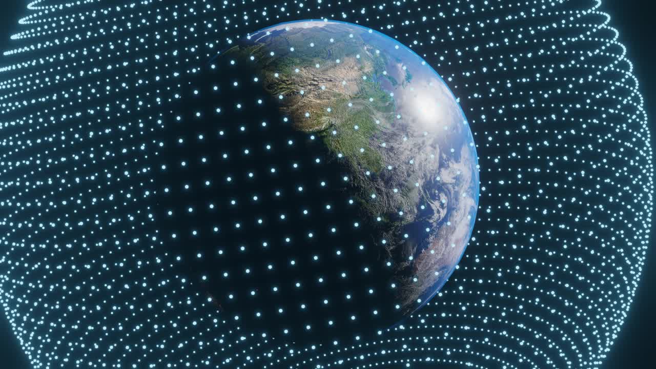 Spinning planet Earth. Technology video footage. Communication concept.