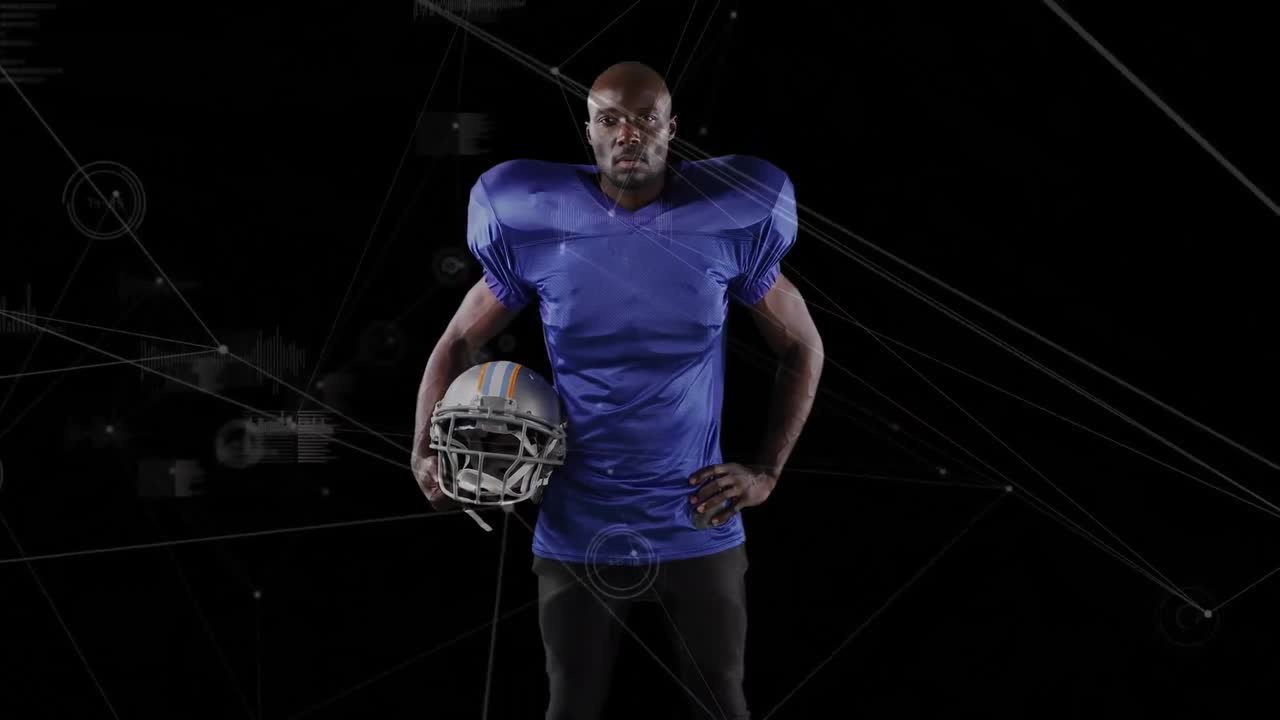 Animation of network of connections over african american american football player
