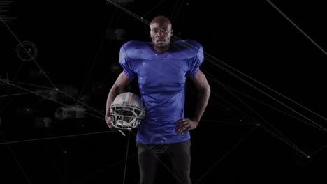 animation of network of connections over african american american football player