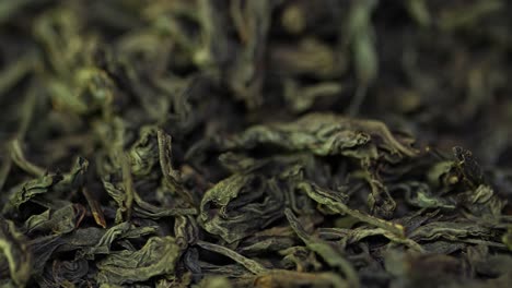 close-up of dried black tea leaves