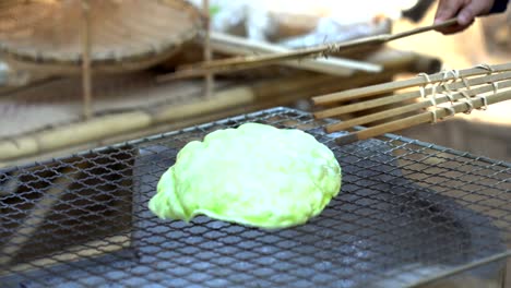 indigenous rice cracker (khao-pong) , thai traditional snack