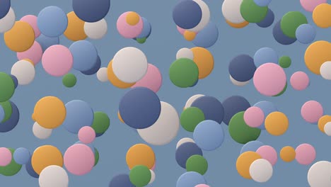 grupo de círculos coloridos, fondo azul. animación abstracta, renderizado en 3d.