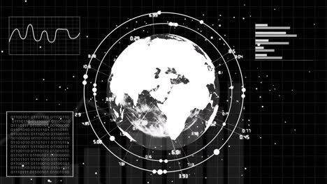 animation of financial data processing over globe