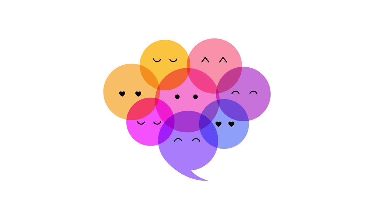 심장 모양의 얼굴, 사람들의 관심, 개념, 애니메이션