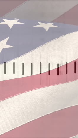 animation of data processing over american flag