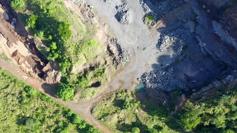 volcanic rock mine in el seibo, dominican republic at daytime - aerial top down