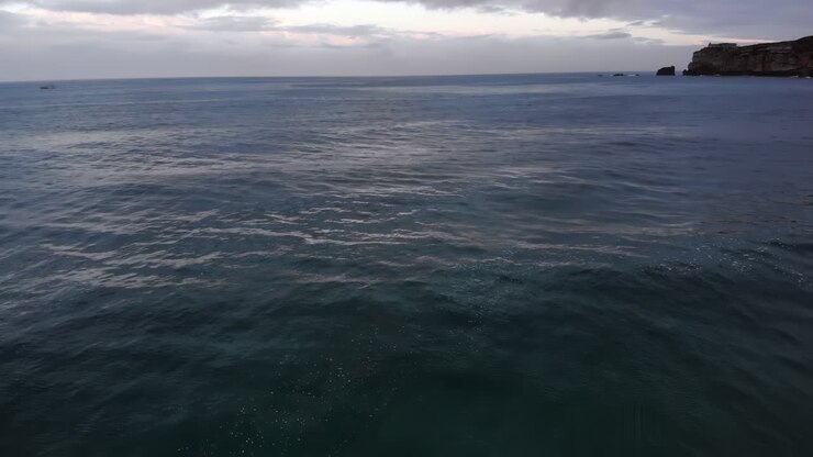 Le onde delicate si infrangono dolcemente sulla spiaggia sabbiosa mentre il sole tramonta sullo sfondo. L'atmosfera tranquilla offre un momento perfetto di relax e bellezza in riva all'oceano.