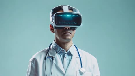 doctor using virtual reality (vr) headset for medical purposes